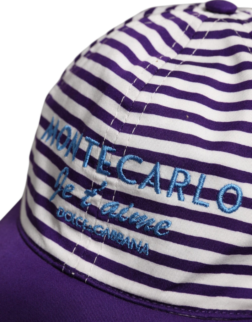 Dolce & Gabbana White Purple Stripe Cotton Women Baseball Cap - Beyzy Store - Dolce & Gabbana