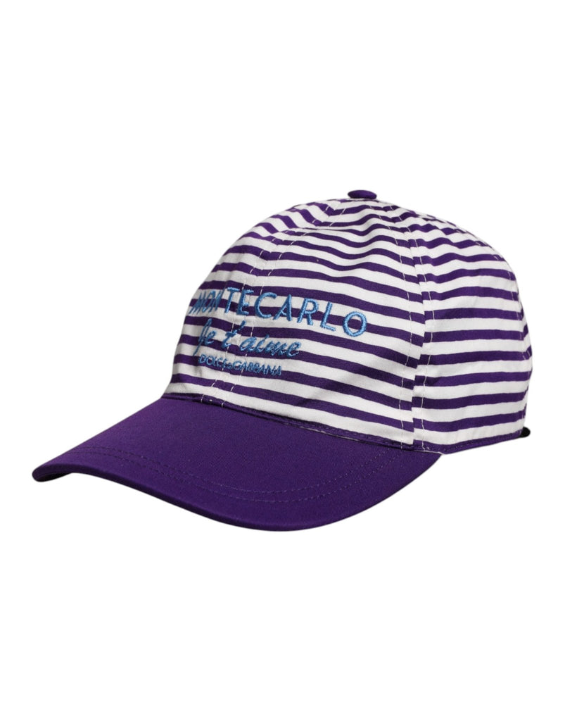 Dolce & Gabbana White Purple Stripe Cotton Women Baseball Cap - Beyzy Store - Dolce & Gabbana