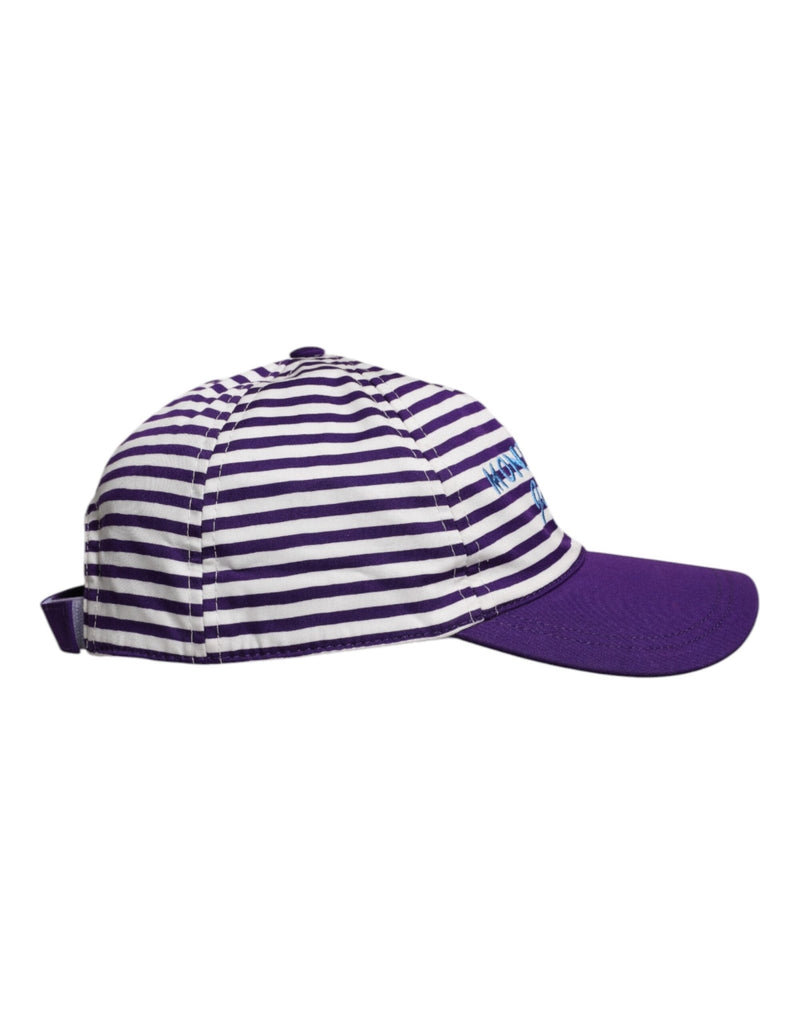 Dolce & Gabbana White Purple Stripe Cotton Women Baseball Cap - Beyzy Store - Dolce & Gabbana
