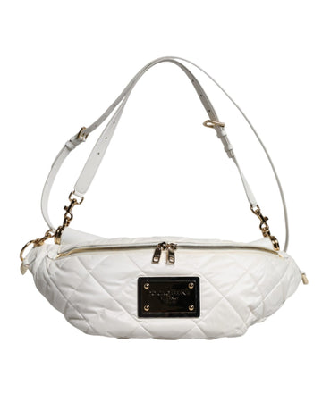 Dolce & Gabbana White Quilted Logo Plaque Belt Waist Fanny Pack Bag - Beyzy Store - Dolce & Gabbana