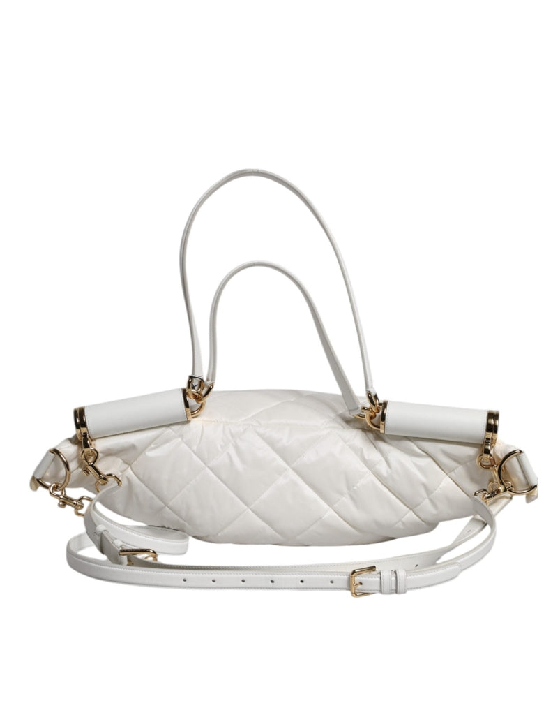 Dolce & Gabbana White Quilted Logo Plaque Belt Waist Fanny Pack Bag - Beyzy Store - Dolce & Gabbana