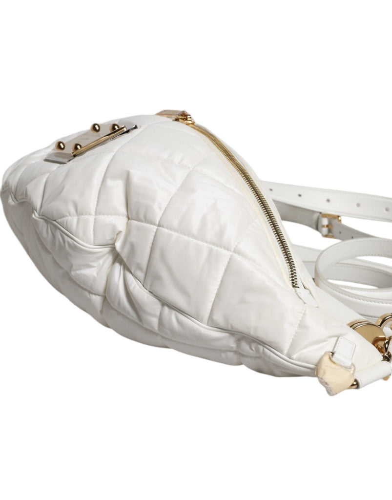 Dolce & Gabbana White Quilted Logo Plaque Belt Waist Fanny Pack Bag - Beyzy Store - Dolce & Gabbana