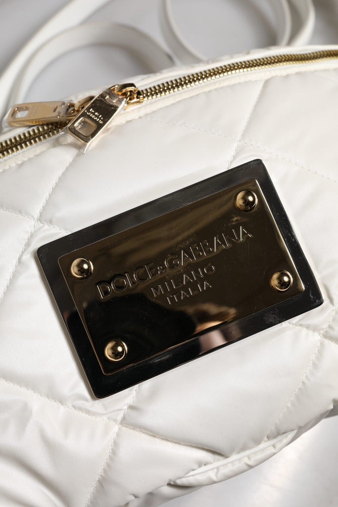 Dolce & Gabbana White Quilted Logo Plaque Belt Waist Fanny Pack Bag - Beyzy Store - Dolce & Gabbana