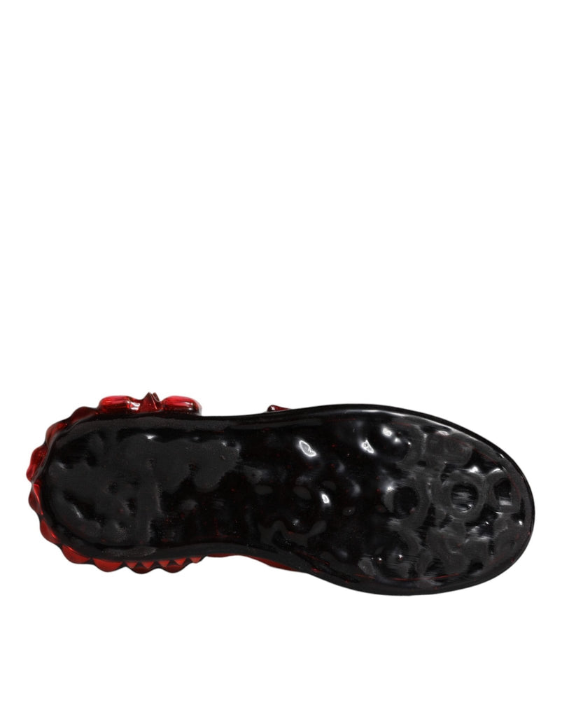 Dolce & Gabbana White Red Crystals Leather Portofino Sneakers Shoes - Beyzy Store - Dolce & Gabbana
