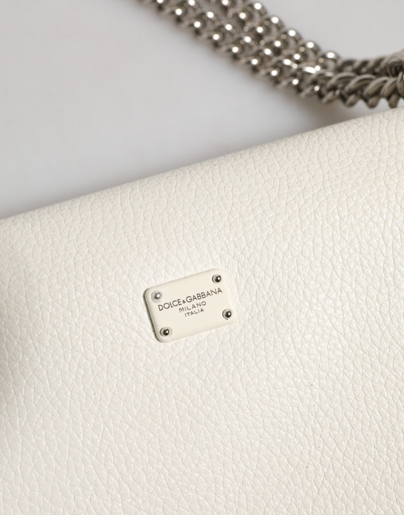 Dolce & Gabbana White Rosalia Small Calfskin Chain Shoulder Strap Bag - Beyzy Store - Dolce & Gabbana