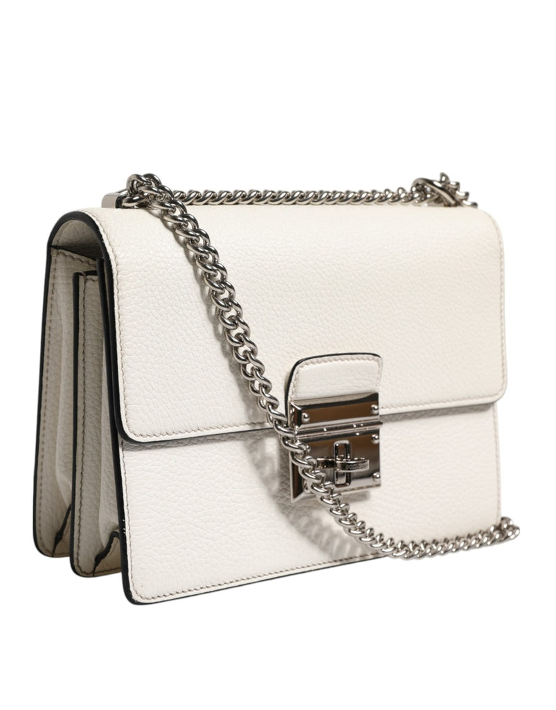 Dolce & Gabbana White Rosalia Small Calfskin Chain Shoulder Strap Bag - Beyzy Store - Dolce & Gabbana