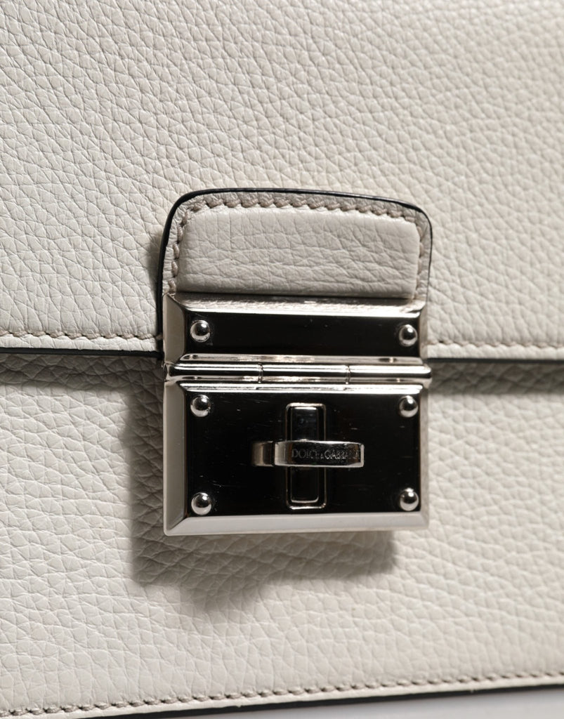 Dolce & Gabbana White Rosalia Small Calfskin Chain Shoulder Strap Bag - Beyzy Store - Dolce & Gabbana
