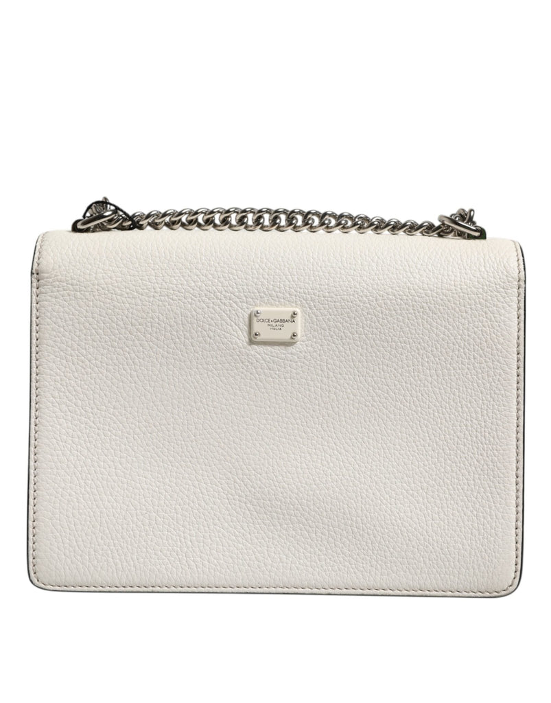 Dolce & Gabbana White Rosalia Small Calfskin Chain Shoulder Strap Bag - Beyzy Store - Dolce & Gabbana