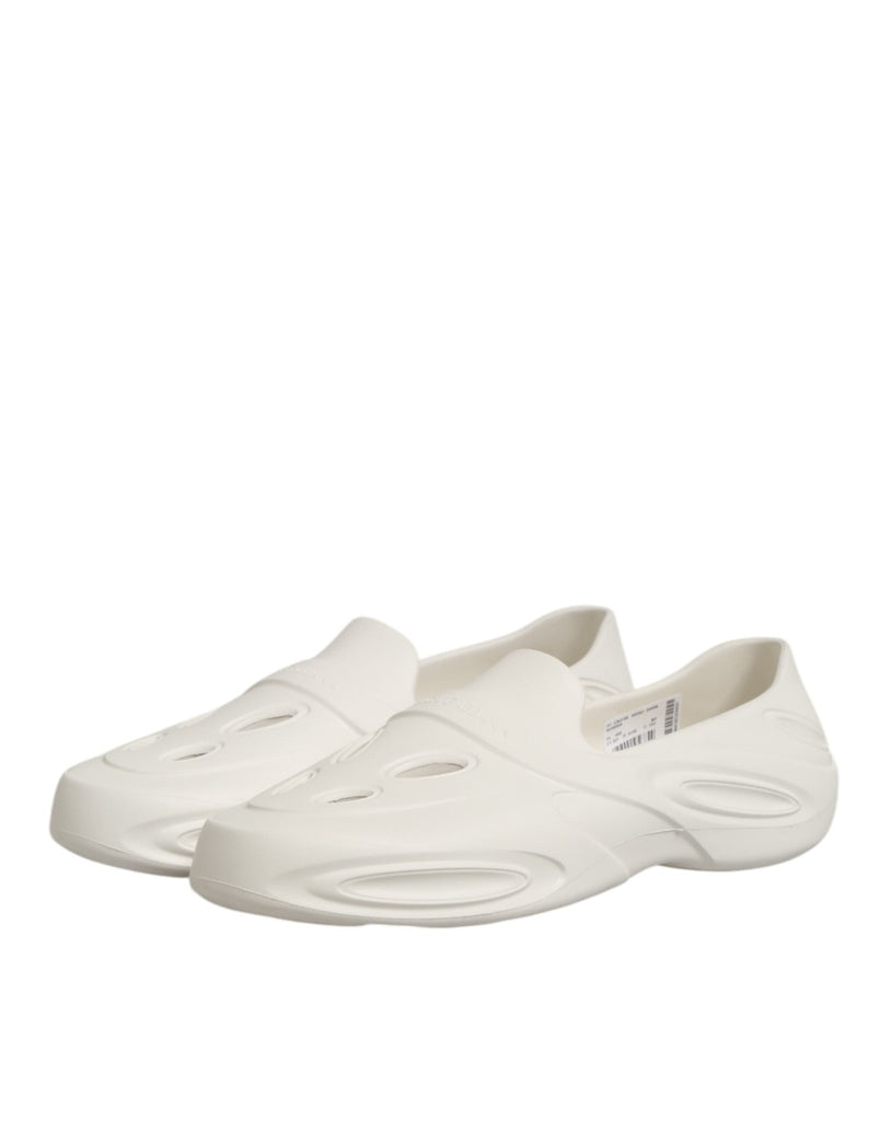 Dolce & Gabbana White Rubber Slides Low Top Sneakers Shoes - Beyzy Store - Dolce & Gabbana