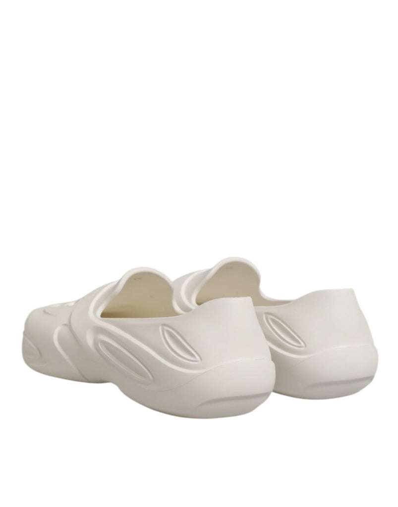 Dolce & Gabbana White Rubber Slides Low Top Sneakers Shoes - Beyzy Store - Dolce & Gabbana