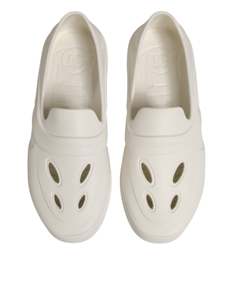 Dolce & Gabbana White Rubber Slides Low Top Sneakers Shoes - Beyzy Store - Dolce & Gabbana