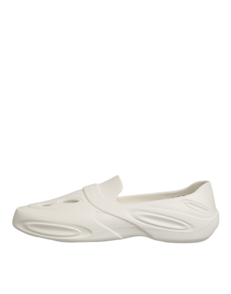 Dolce & Gabbana White Rubber Slides Low Top Sneakers Shoes - Beyzy Store - Dolce & Gabbana