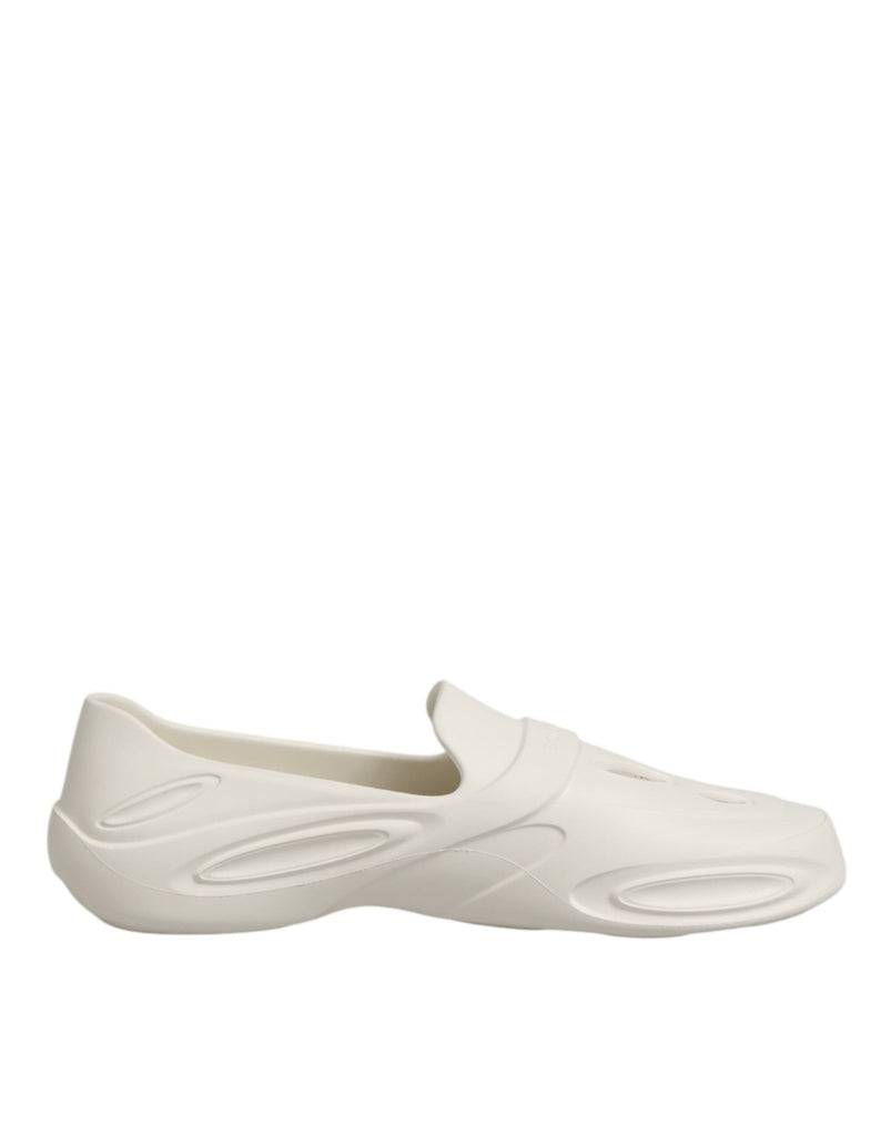 Dolce & Gabbana White Rubber Slides Low Top Sneakers Shoes - Beyzy Store - Dolce & Gabbana