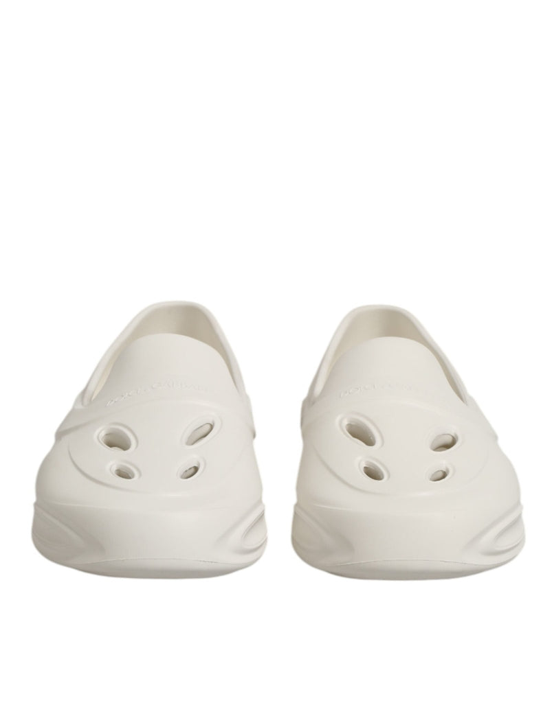 Dolce & Gabbana White Rubber Slides Low Top Sneakers Shoes - Beyzy Store - Dolce & Gabbana