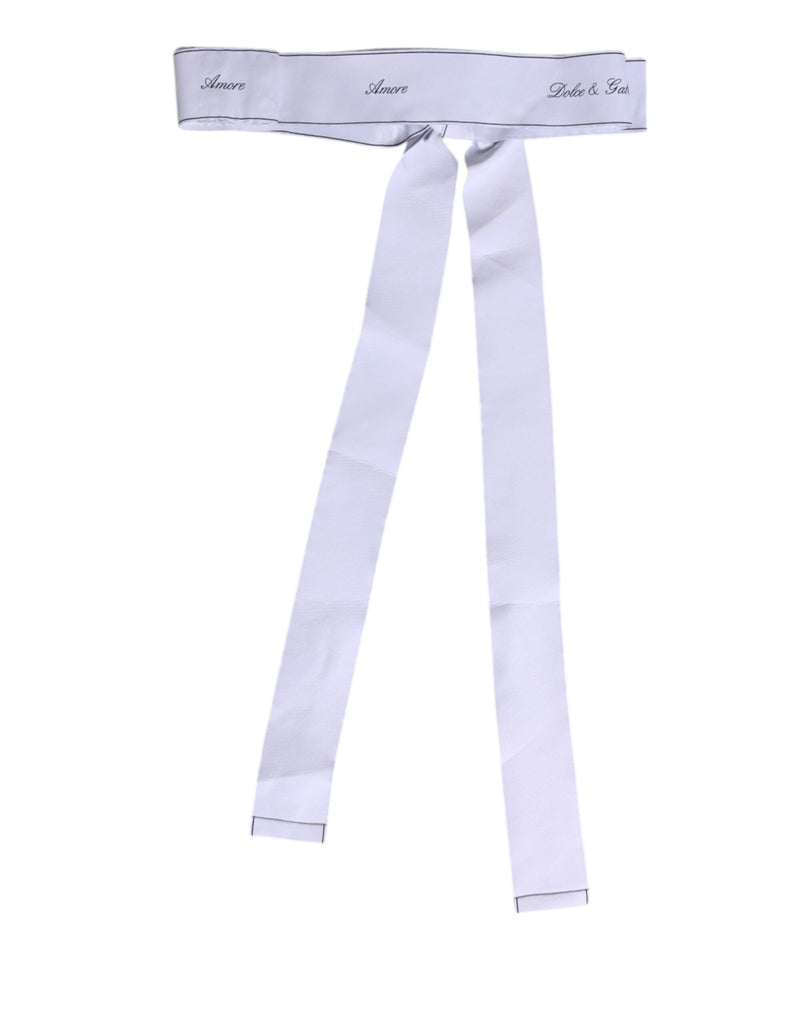 Dolce & Gabbana White Waist Ribbon Wide Bow Logo Belt - Beyzy Store - Dolce & Gabbana