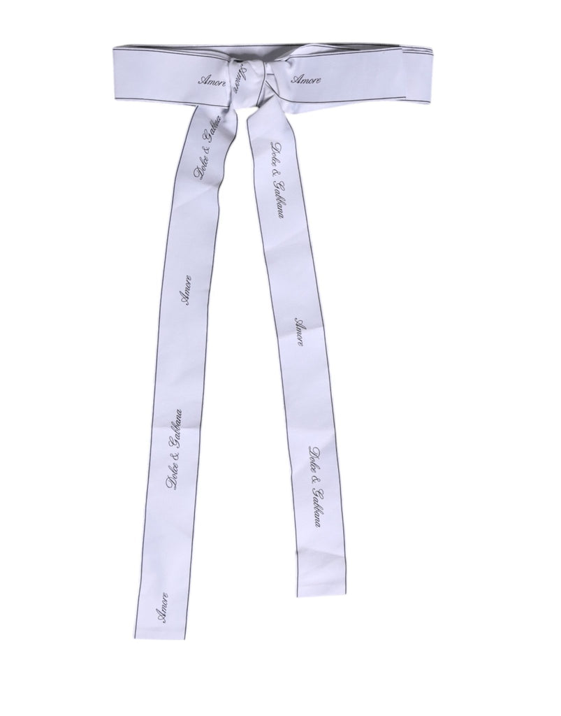 Dolce & Gabbana White Waist Ribbon Wide Bow Logo Belt - Beyzy Store - Dolce & Gabbana