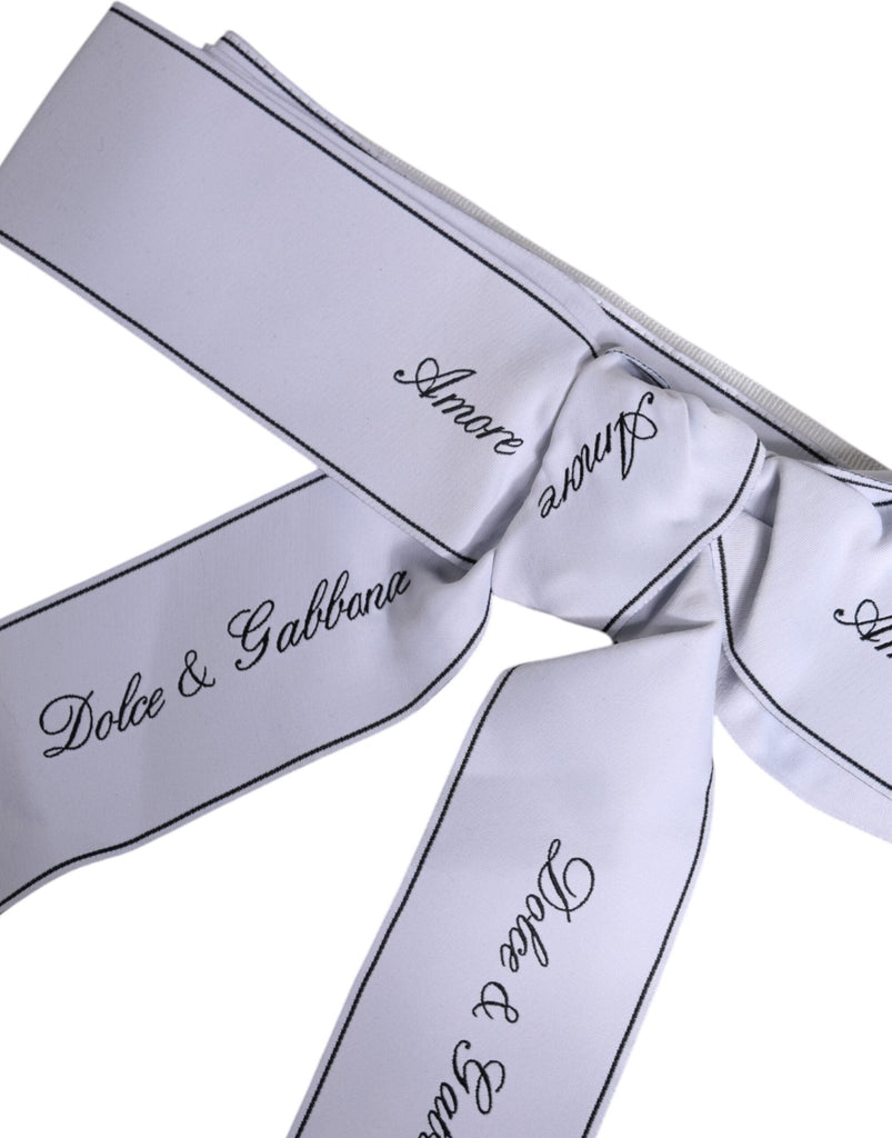 Dolce & Gabbana White Waist Ribbon Wide Bow Logo Belt - Beyzy Store - Dolce & Gabbana