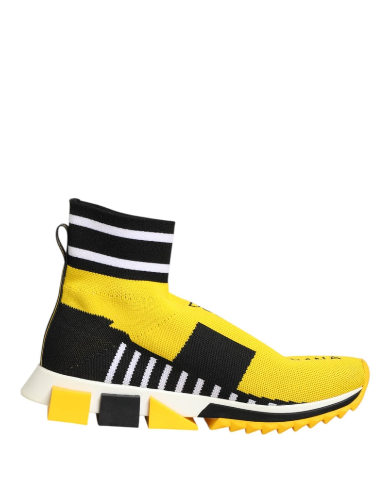 Dolce & Gabbana Yellow Black Sorrento Socks Sneakers Shoes - Beyzy Store - Dolce & Gabbana