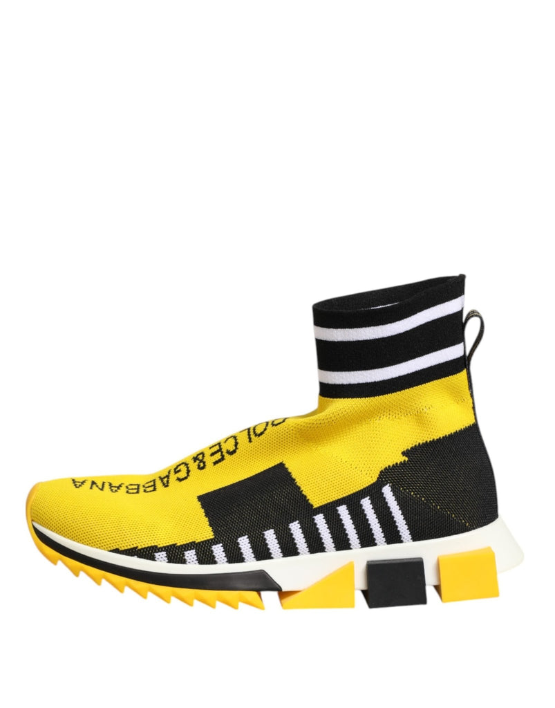 Dolce & Gabbana Yellow Black Sorrento Socks Sneakers Shoes - Beyzy Store - Dolce & Gabbana
