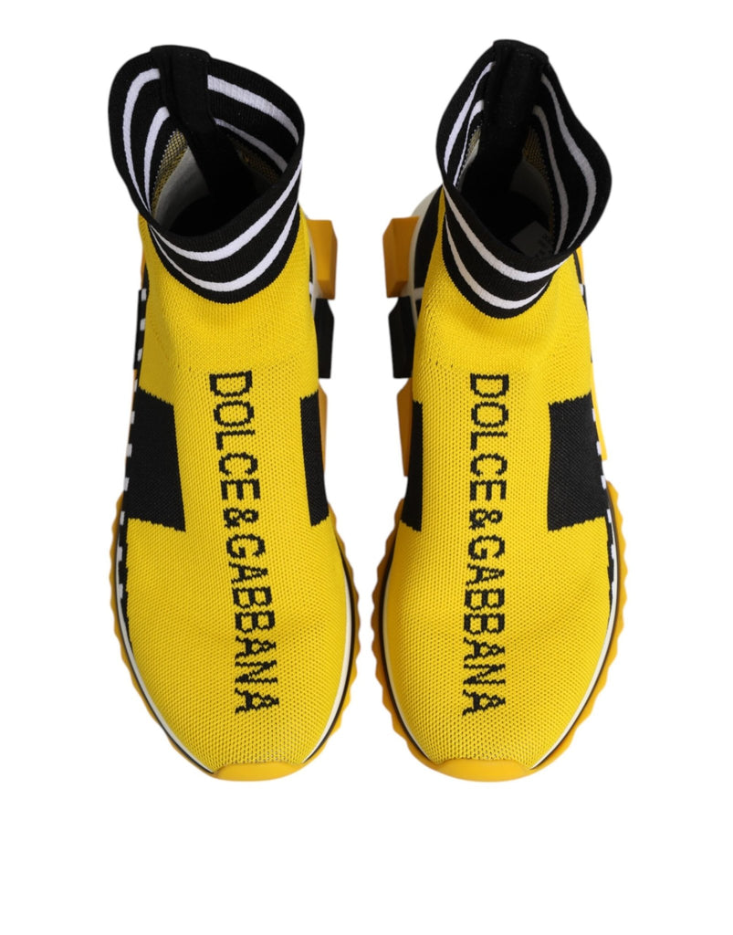 Dolce & Gabbana Yellow Black Sorrento Socks Sneakers Shoes - Beyzy Store - Dolce & Gabbana