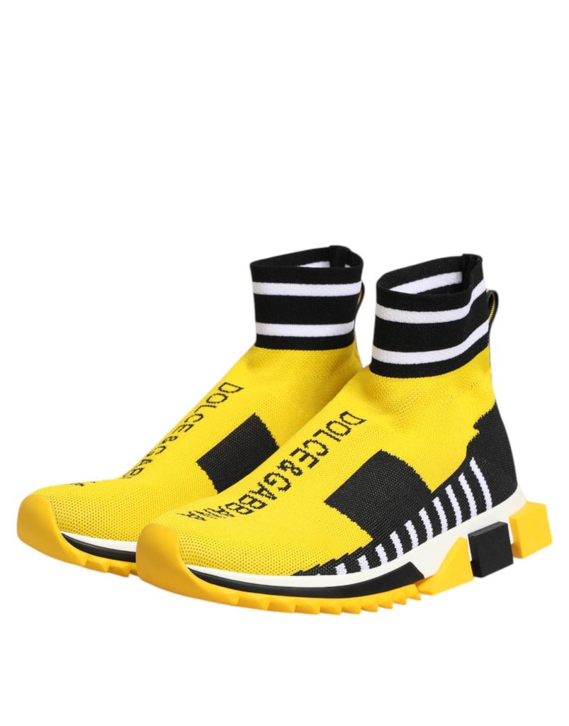 Dolce & Gabbana Yellow Black Sorrento Socks Sneakers Shoes - Beyzy Store - Dolce & Gabbana