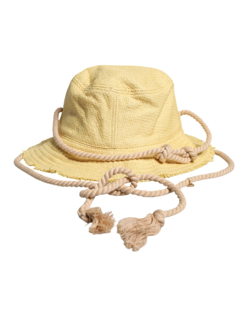 Dolce & Gabbana Yellow Cotton Wide Brim Bucket - Beyzy Store - Dolce & Gabbana
