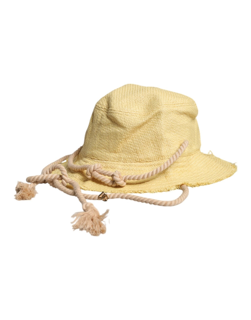 Dolce & Gabbana Yellow Cotton Wide Brim Bucket - Beyzy Store - Dolce & Gabbana