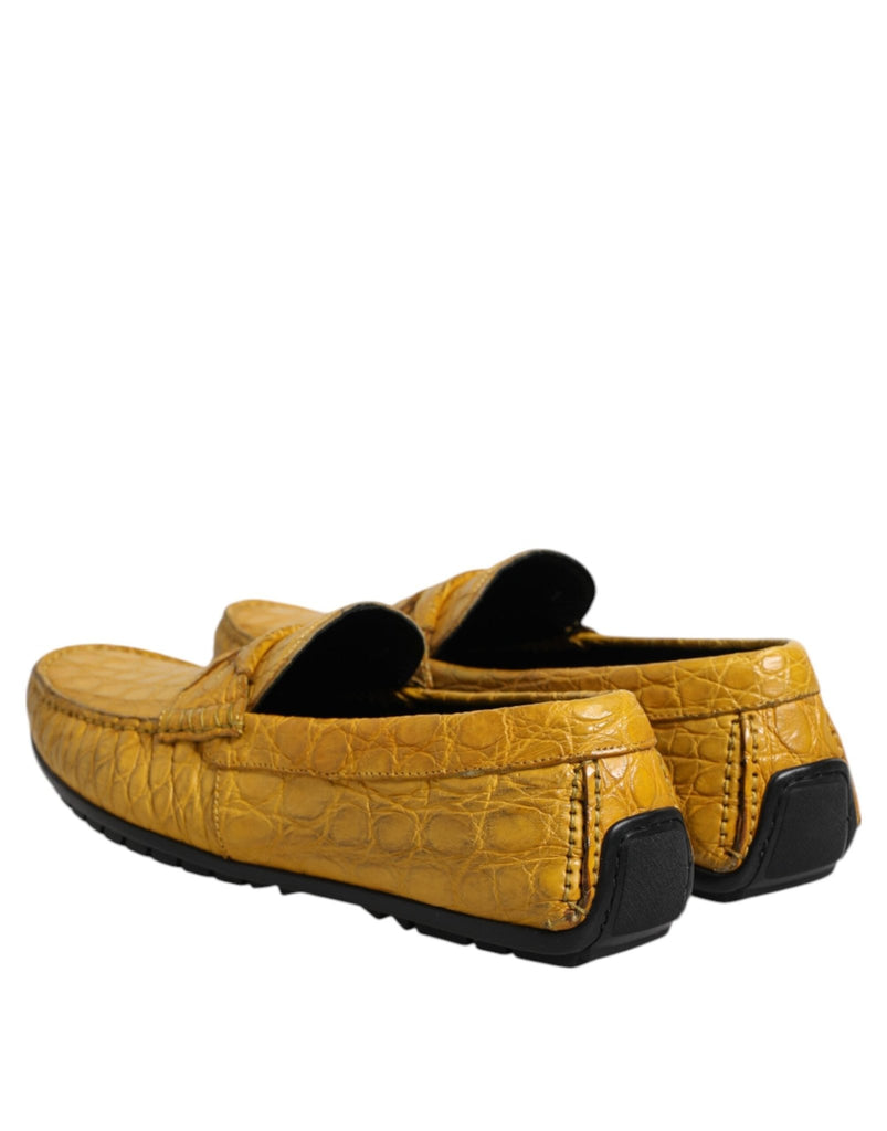 Dolce & Gabbana Yellow Exotic Leather Loafers Slip On Shoes - Beyzy Store - Dolce & Gabbana