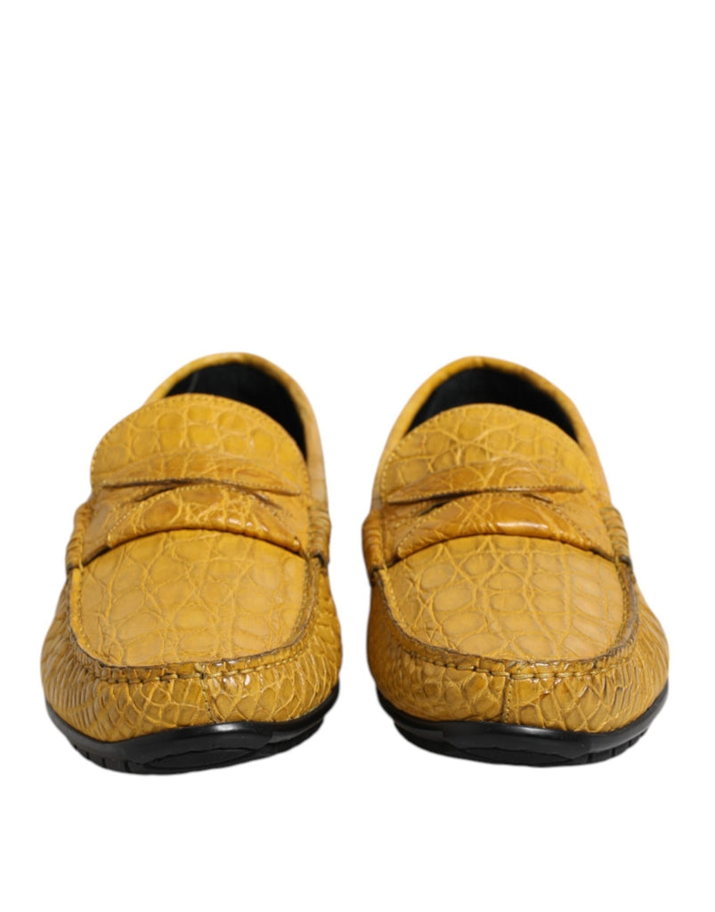Dolce & Gabbana Yellow Exotic Leather Loafers Slip On Shoes - Beyzy Store - Dolce & Gabbana