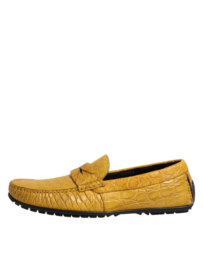 Dolce & Gabbana Yellow Exotic Leather Loafers Slip On Shoes - Beyzy Store - Dolce & Gabbana