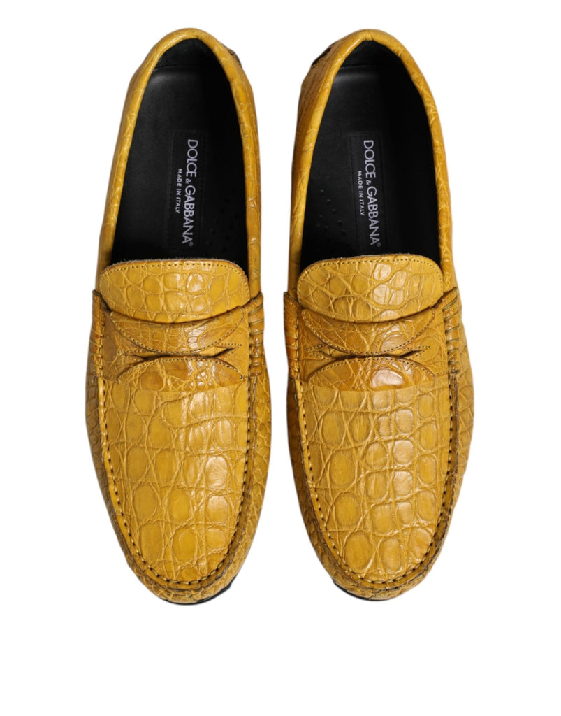 Dolce & Gabbana Yellow Exotic Leather Loafers Slip On Shoes - Beyzy Store - Dolce & Gabbana