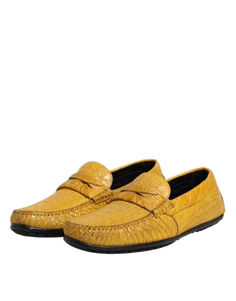 Dolce & Gabbana Yellow Exotic Leather Loafers Slip On Shoes - Beyzy Store - Dolce & Gabbana