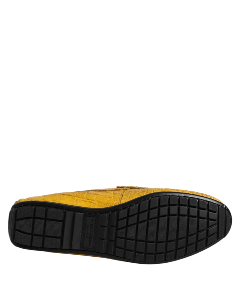 Dolce & Gabbana Yellow Exotic Leather Loafers Slip On Shoes - Beyzy Store - Dolce & Gabbana
