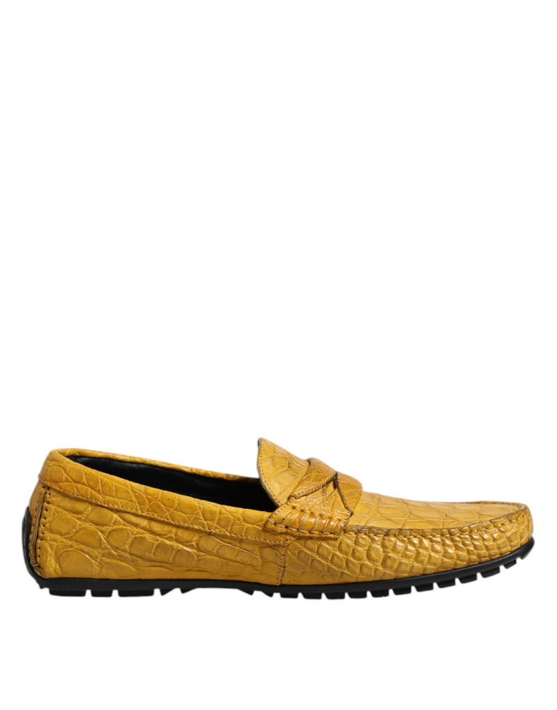 Dolce & Gabbana Yellow Exotic Leather Loafers Slip On Shoes - Beyzy Store - Dolce & Gabbana