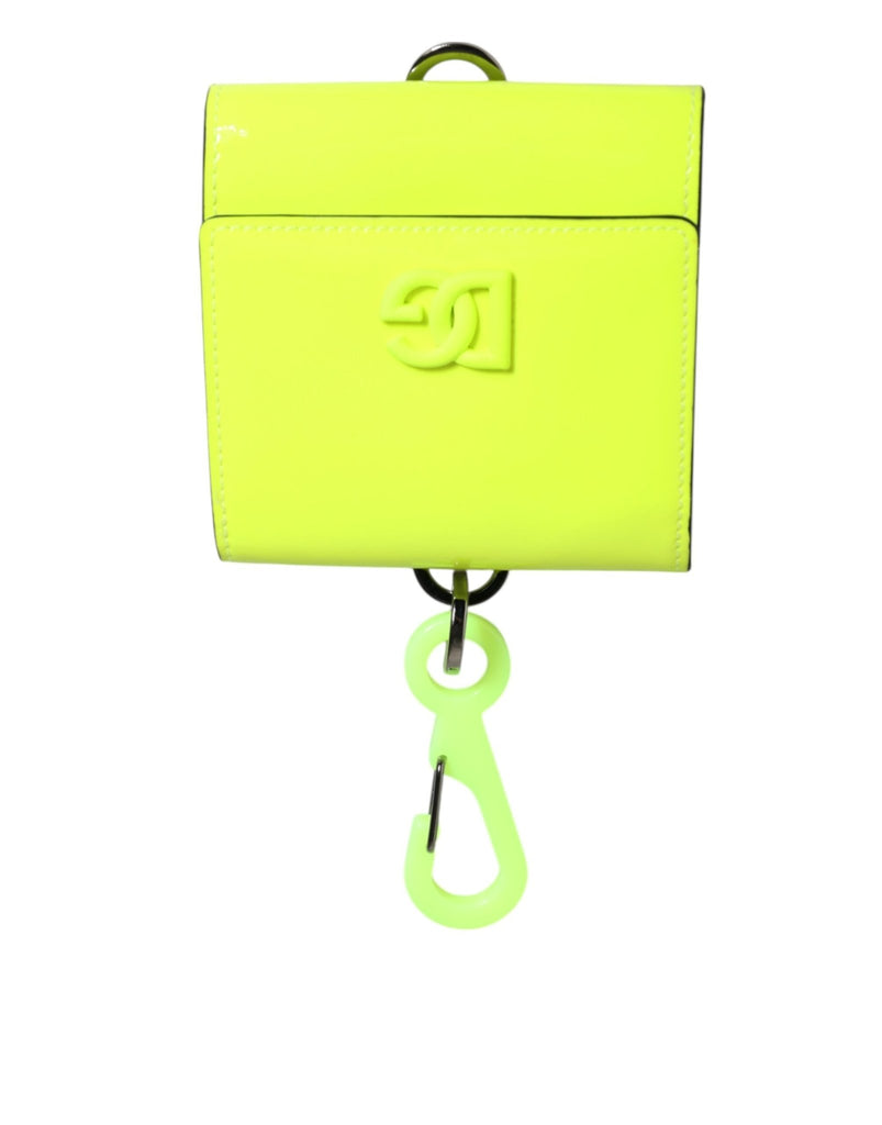 Dolce & Gabbana Yellow Green Bifold DG Logo Neck Strap Cardholder Wallet - Beyzy Store - Dolce & Gabbana