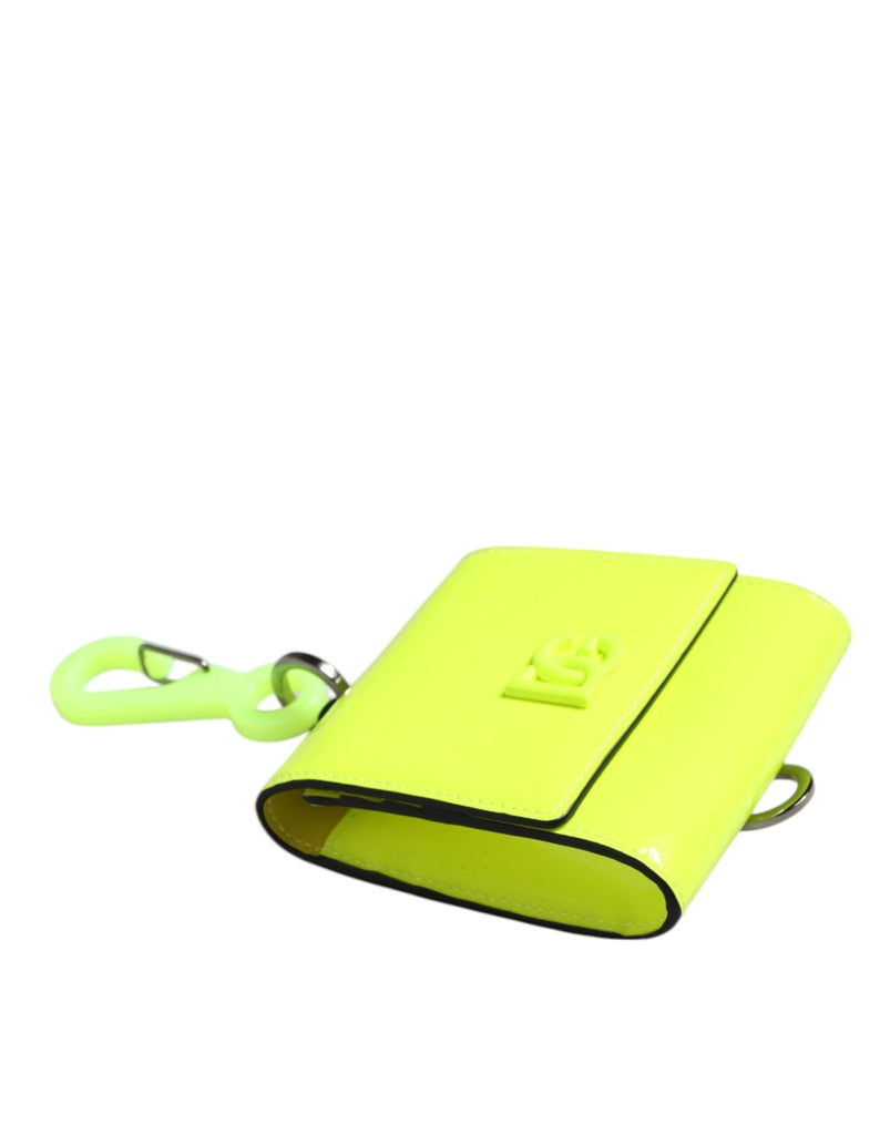 Dolce & Gabbana Yellow Green Bifold DG Logo Neck Strap Cardholder Wallet - Beyzy Store - Dolce & Gabbana