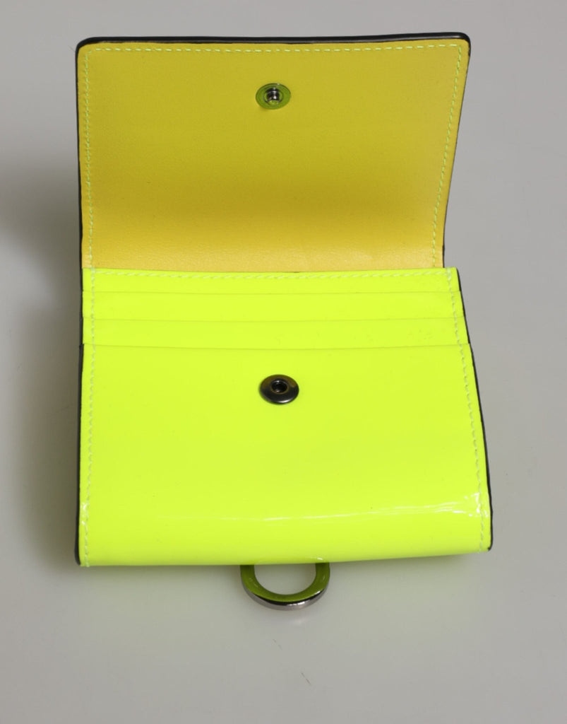 Dolce & Gabbana Yellow Green Bifold DG Logo Neck Strap Cardholder Wallet - Beyzy Store - Dolce & Gabbana