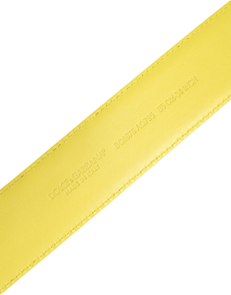 Dolce & Gabbana Yellow Green Classic Metal Logo Buckle Belt - Beyzy Store - Dolce & Gabbana