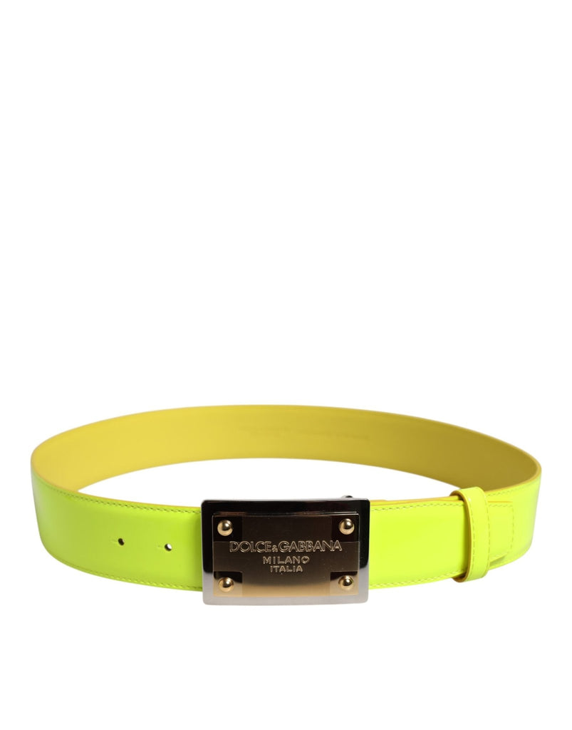 Dolce & Gabbana Yellow Green Classic Metal Logo Buckle Belt - Beyzy Store - Dolce & Gabbana