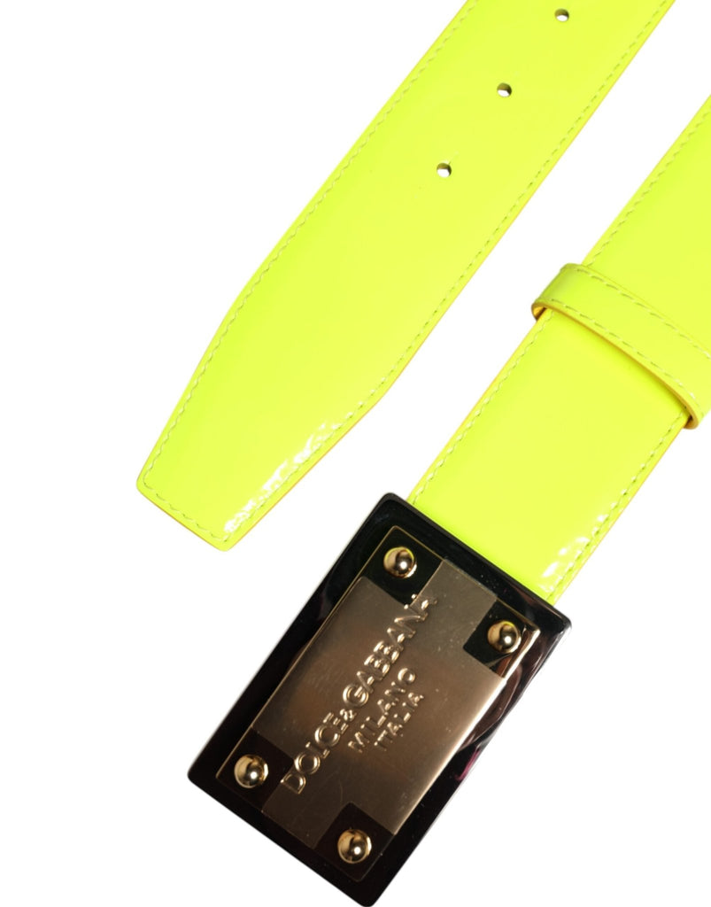Dolce & Gabbana Yellow Green Classic Metal Logo Buckle Belt - Beyzy Store - Dolce & Gabbana