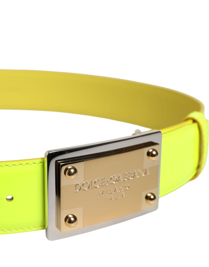 Dolce & Gabbana Yellow Green Classic Metal Logo Buckle Belt - Beyzy Store - Dolce & Gabbana