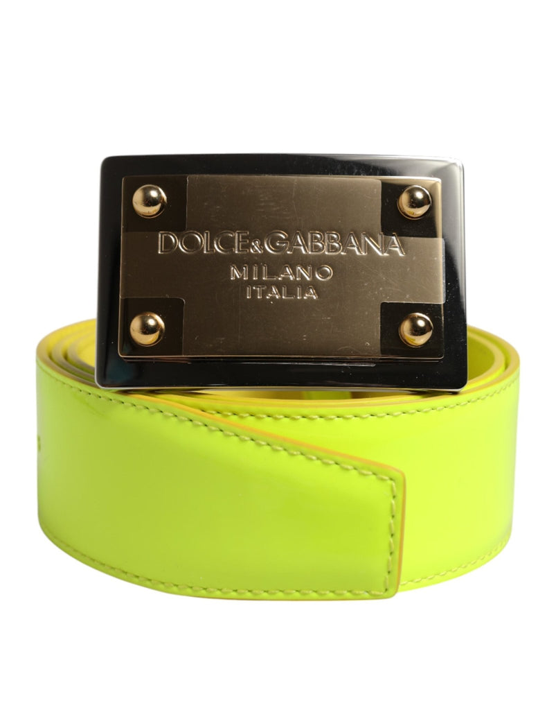 Dolce & Gabbana Yellow Green Classic Metal Logo Buckle Belt - Beyzy Store - Dolce & Gabbana
