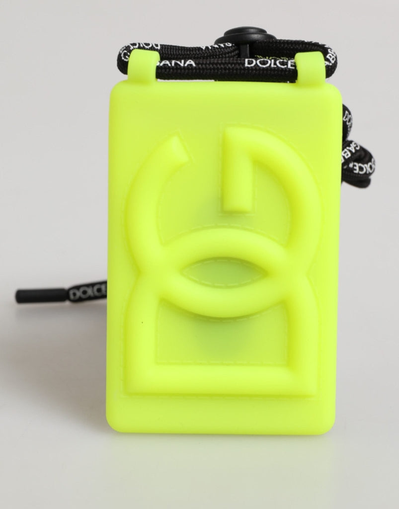 Dolce & Gabbana Yellow Green Rubber DG Embossed Adjustable Badge Holder - Beyzy Store - Dolce & Gabbana