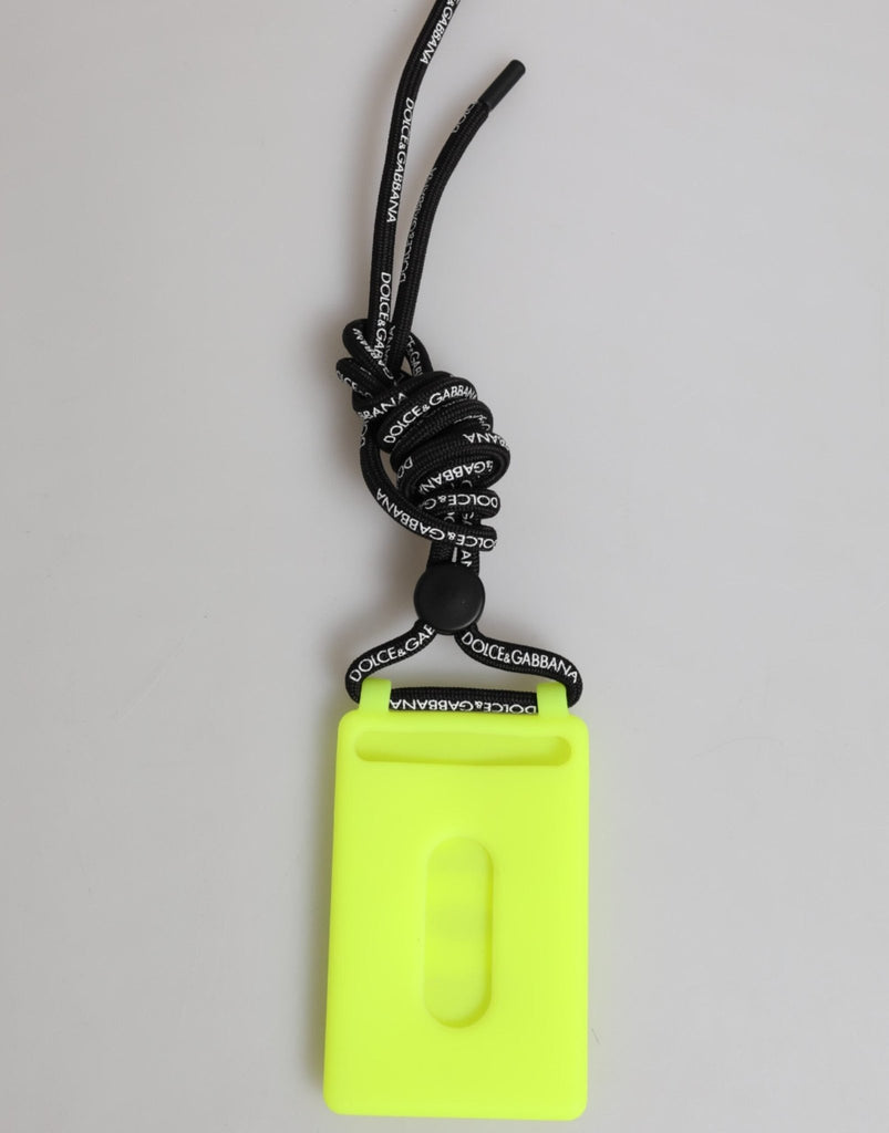 Dolce & Gabbana Yellow Green Rubber DG Embossed Adjustable Badge Holder - Beyzy Store - Dolce & Gabbana