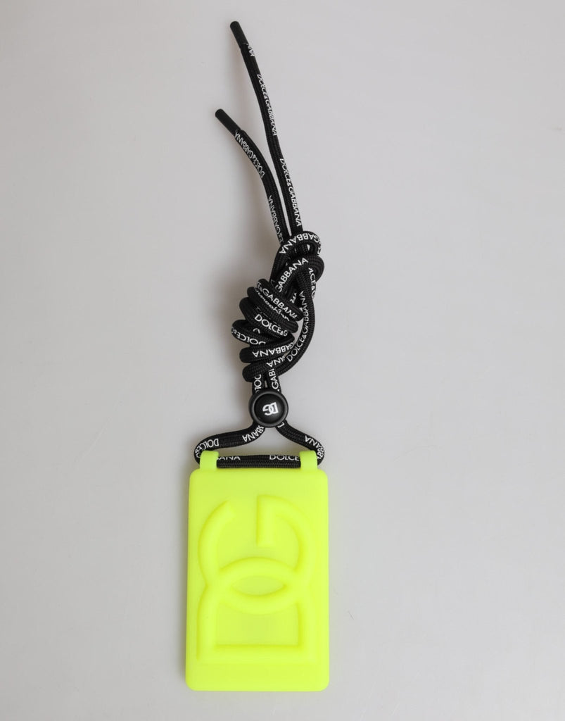 Dolce & Gabbana Yellow Green Rubber DG Embossed Adjustable Badge Holder - Beyzy Store - Dolce & Gabbana