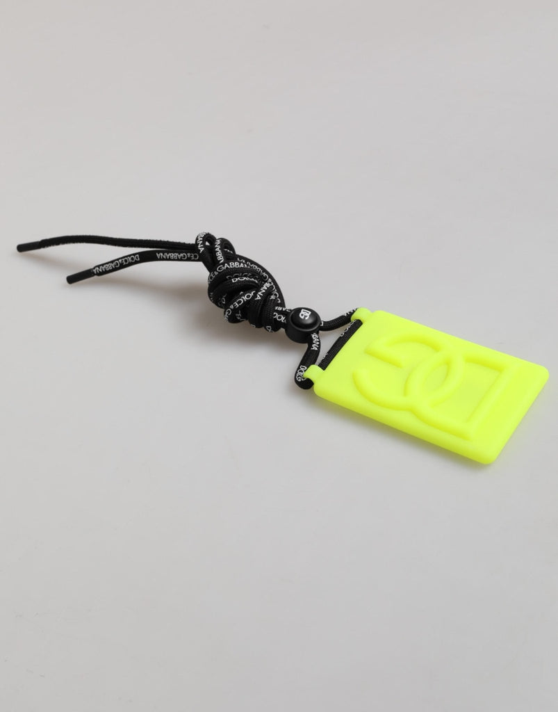 Dolce & Gabbana Yellow Green Rubber DG Embossed Adjustable Badge Holder - Beyzy Store - Dolce & Gabbana