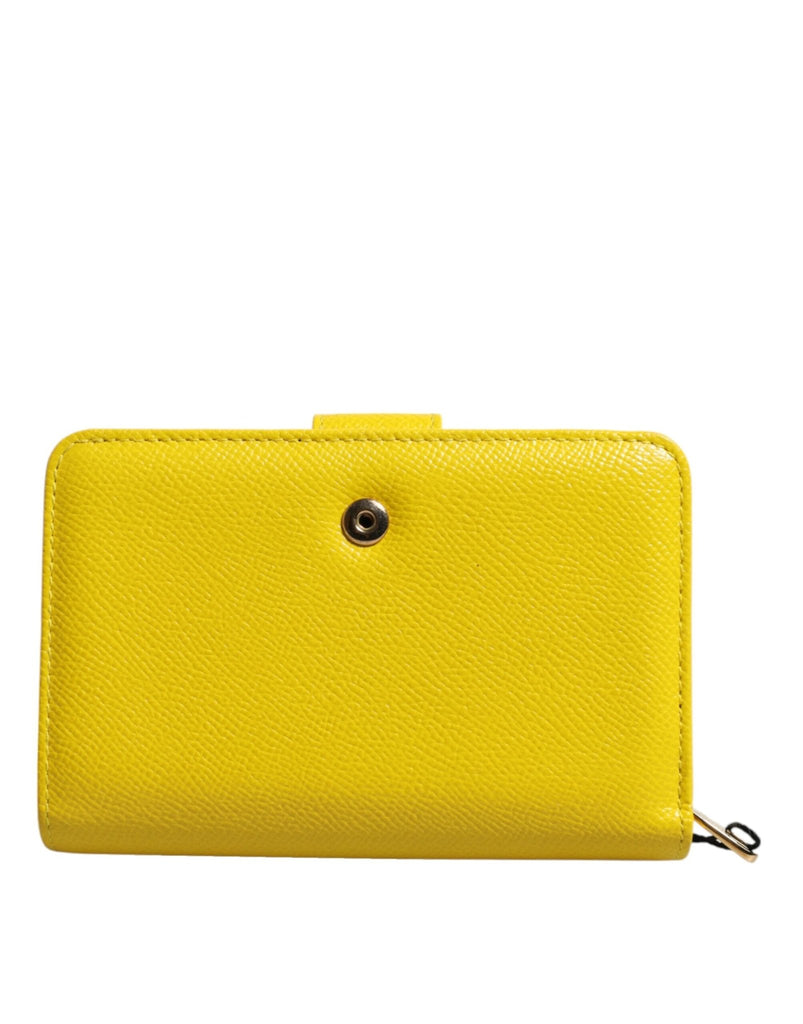 Dolce & Gabbana Yellow Leather Bifold Continental Clutch Wallet - Beyzy Store - Dolce & Gabbana