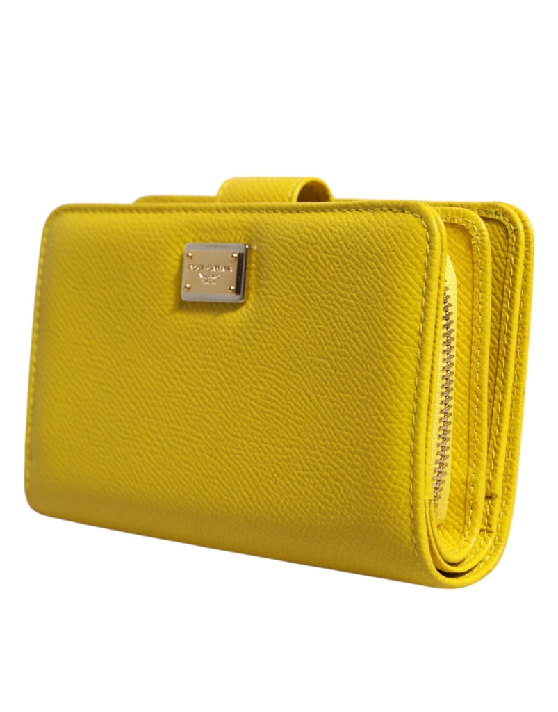 Dolce & Gabbana Yellow Leather Bifold Continental Clutch Wallet - Beyzy Store - Dolce & Gabbana