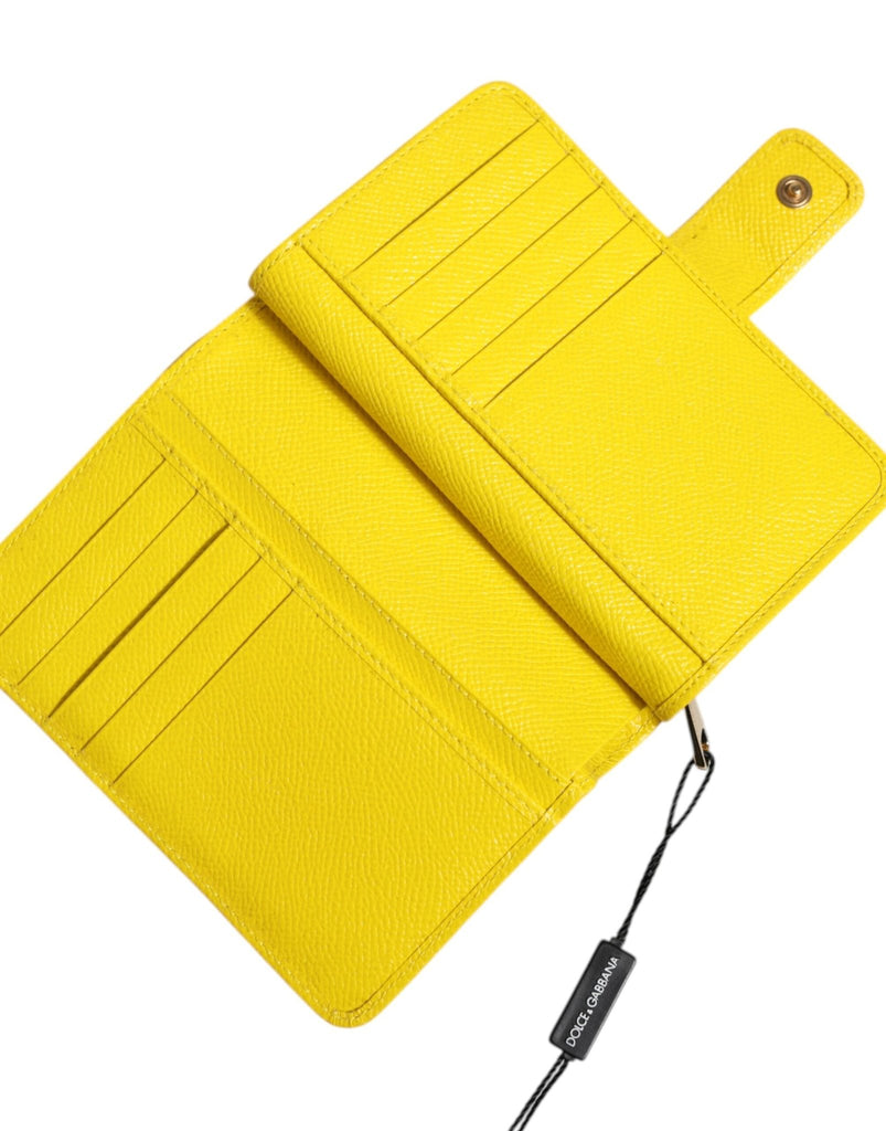 Dolce & Gabbana Yellow Leather Bifold Continental Clutch Wallet - Beyzy Store - Dolce & Gabbana