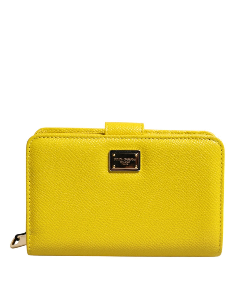 Dolce & Gabbana Yellow Leather Bifold Continental Clutch Wallet - Beyzy Store - Dolce & Gabbana